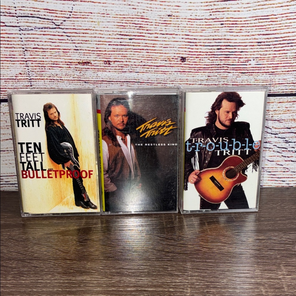 Collection of vintage cassette tapes by country artist Travis Tritt